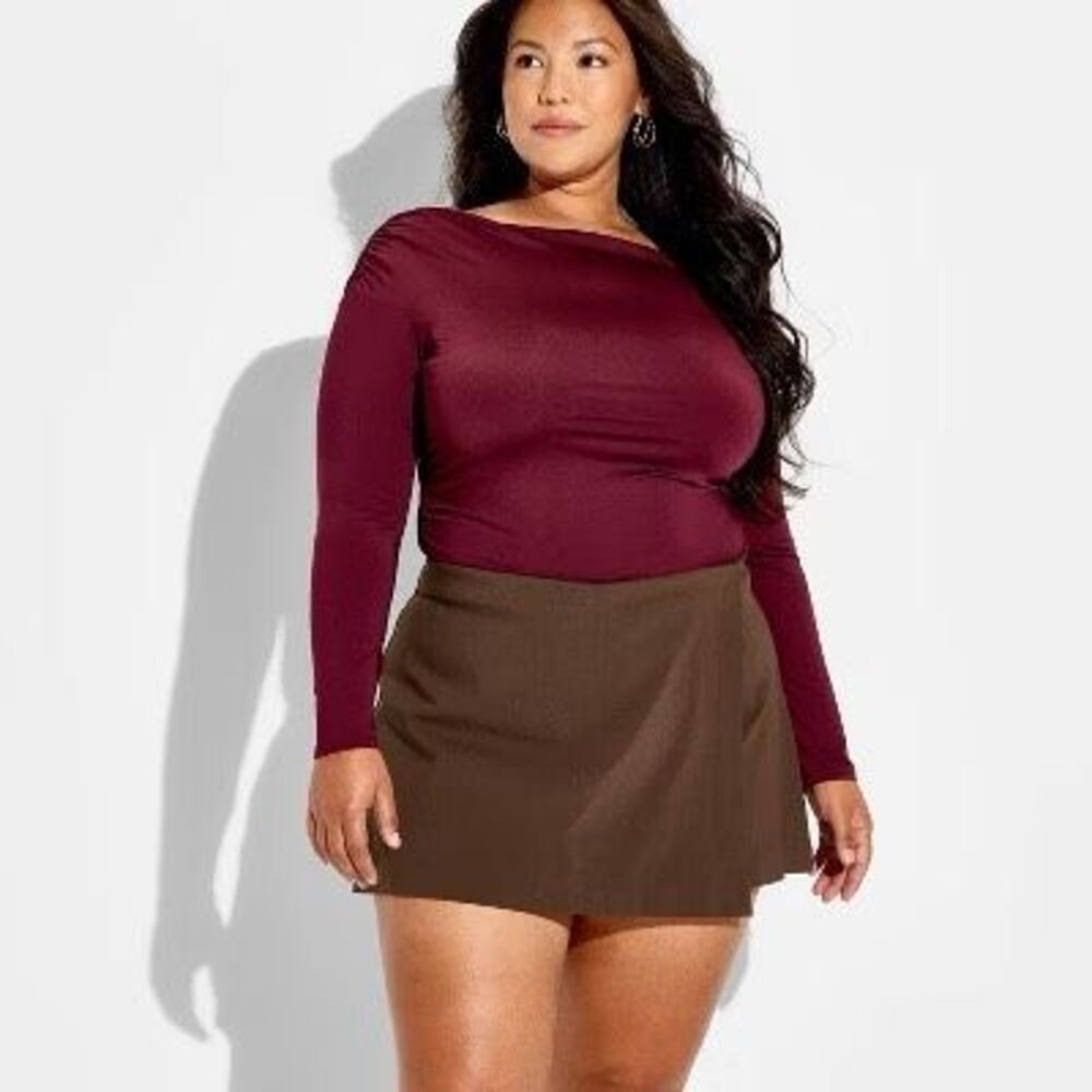 Wild Fable Mini Brown A-Line Skort Size Large NWOT